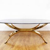 Italian coffee table in solid brass and beveled glass