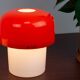 Set of 2 Space Age Orange Meblo Mushroom Table Lamps, Guzzini, 1970s