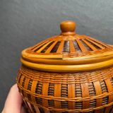 Pot with braided bamboo lid