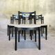 6 black lacquered wooden chairs