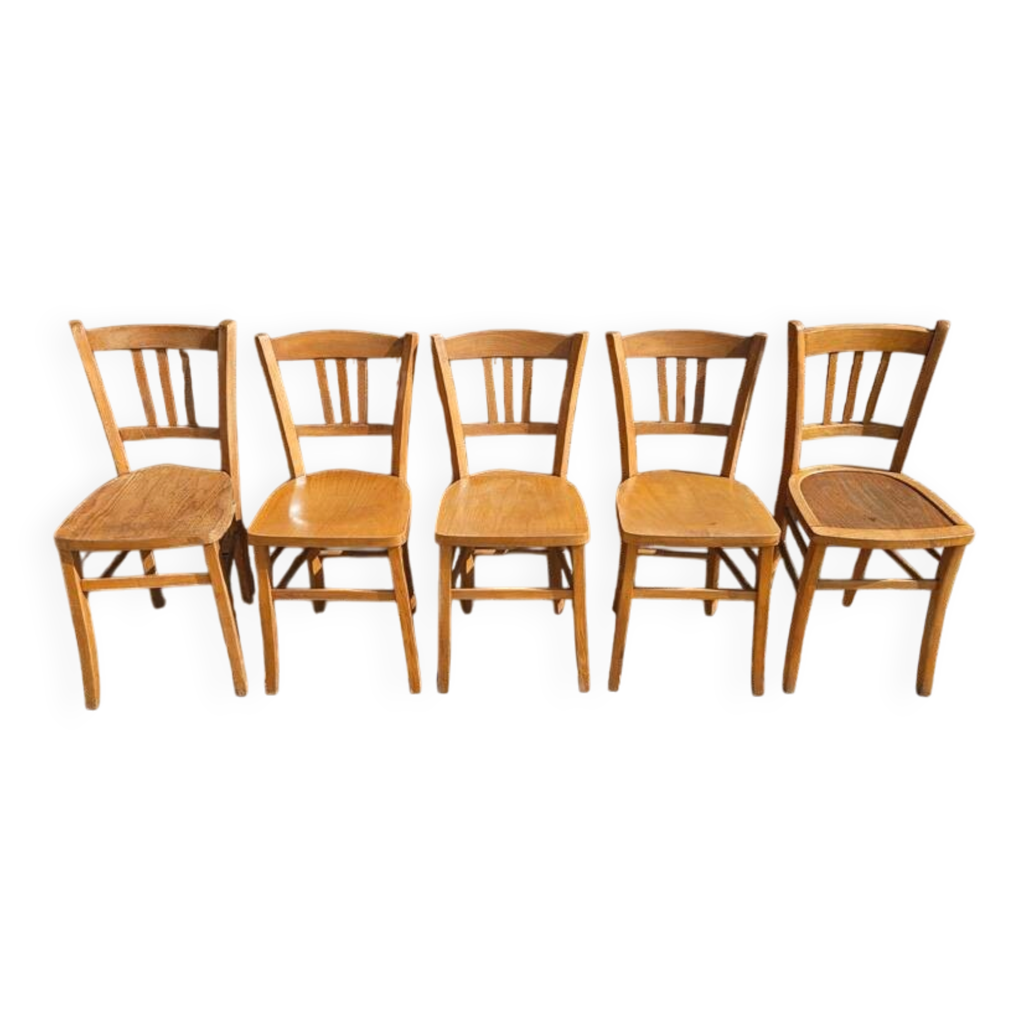 5 chaises bistrot vintage luterma en bois clair – fabrication française