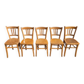 5 chaises bistrot vintage luterma en bois clair – fabrication française