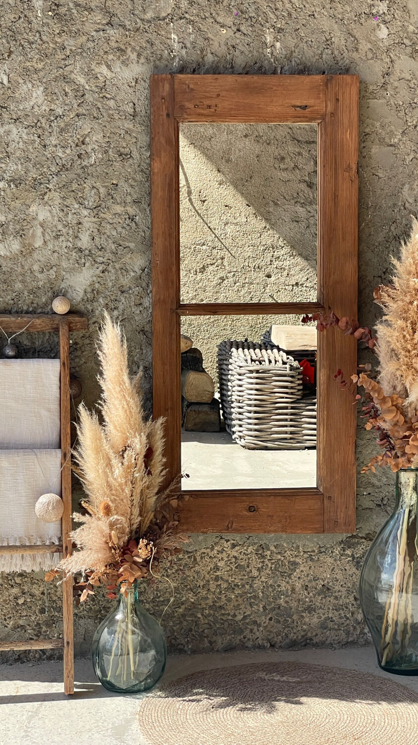 Hanging wooden mirror