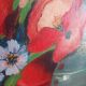 Bouquet champêtre de coquelicots dans un vase azuré EMY 1980