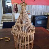 Rattan cage wall lamp
