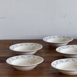 Set of 10 small soup plates with blue flower frieze pattern