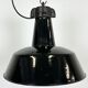 Industrial Black Enamel Factory Lamp with Cast Iron Top, 1950s