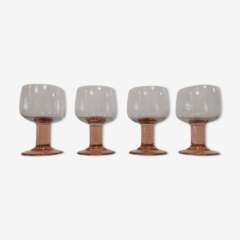 Lot de 4 gros verres à pieds rose Luminarc France