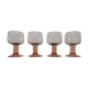 Set of 4 large glasses with pink feet Luminarc France