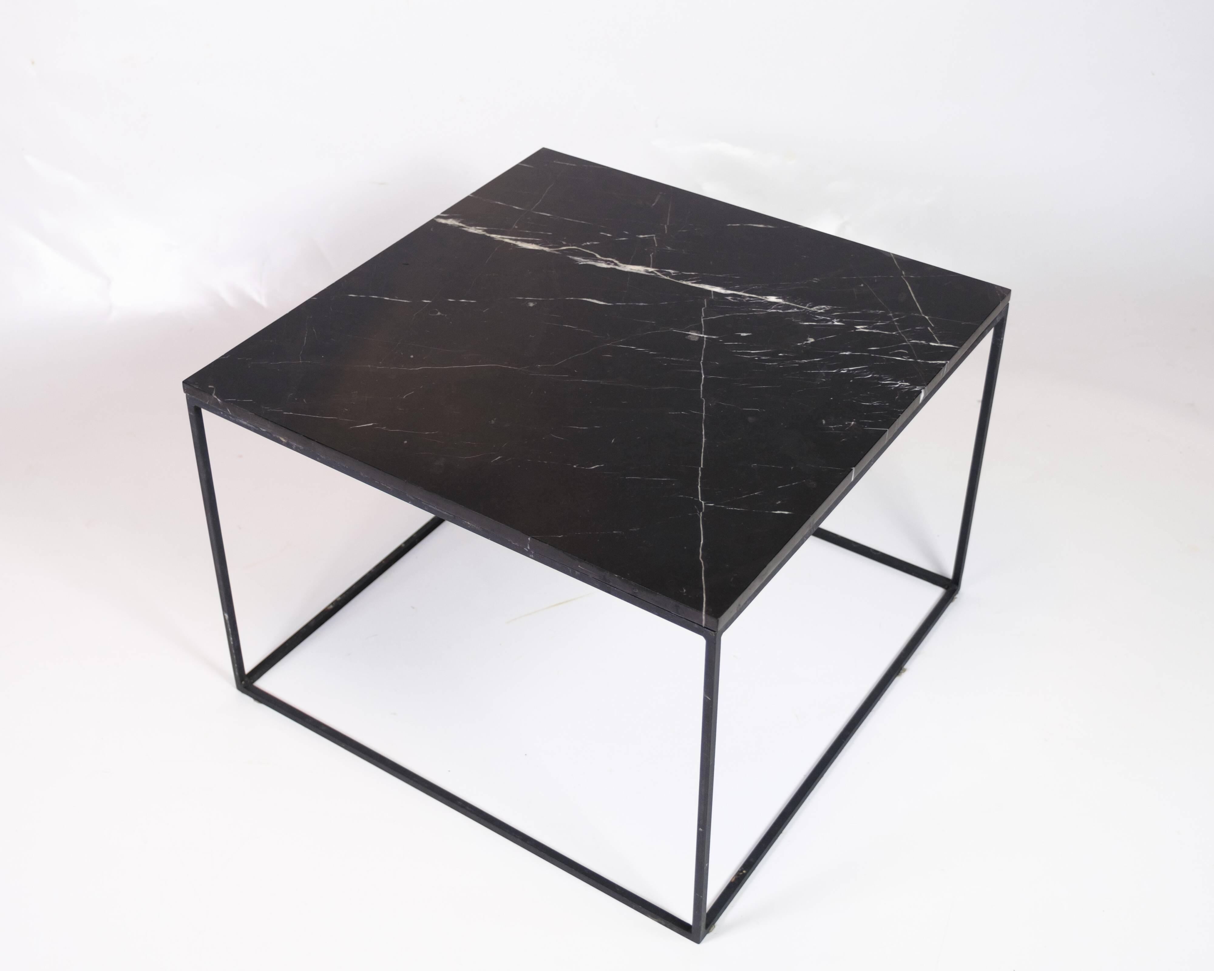 Coffee Table With Black Marble Top And Metal Frame