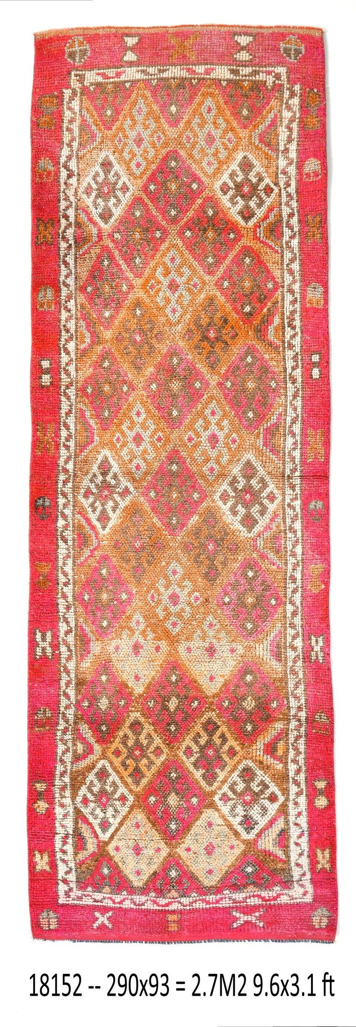 Tapis de couloir vintage saumon et pêche pour cuisine, 93x290 cm