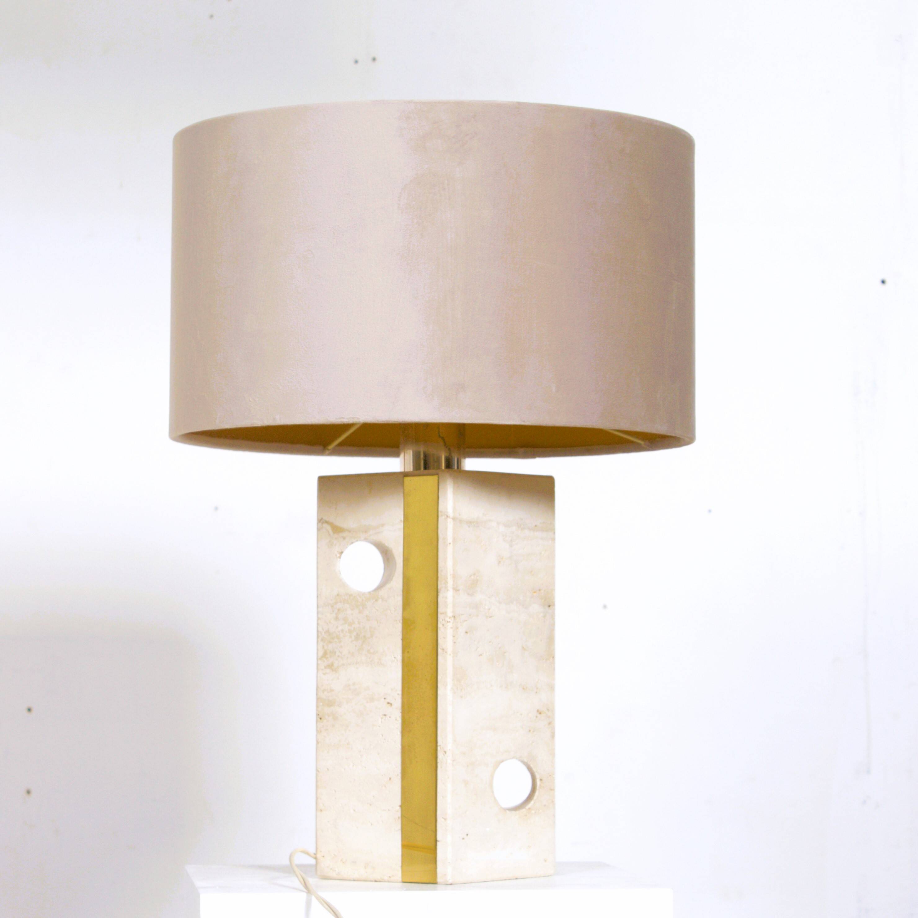 Vintage travertine table lamp attributed to Fratelli Mannelli, Italy, 1970s