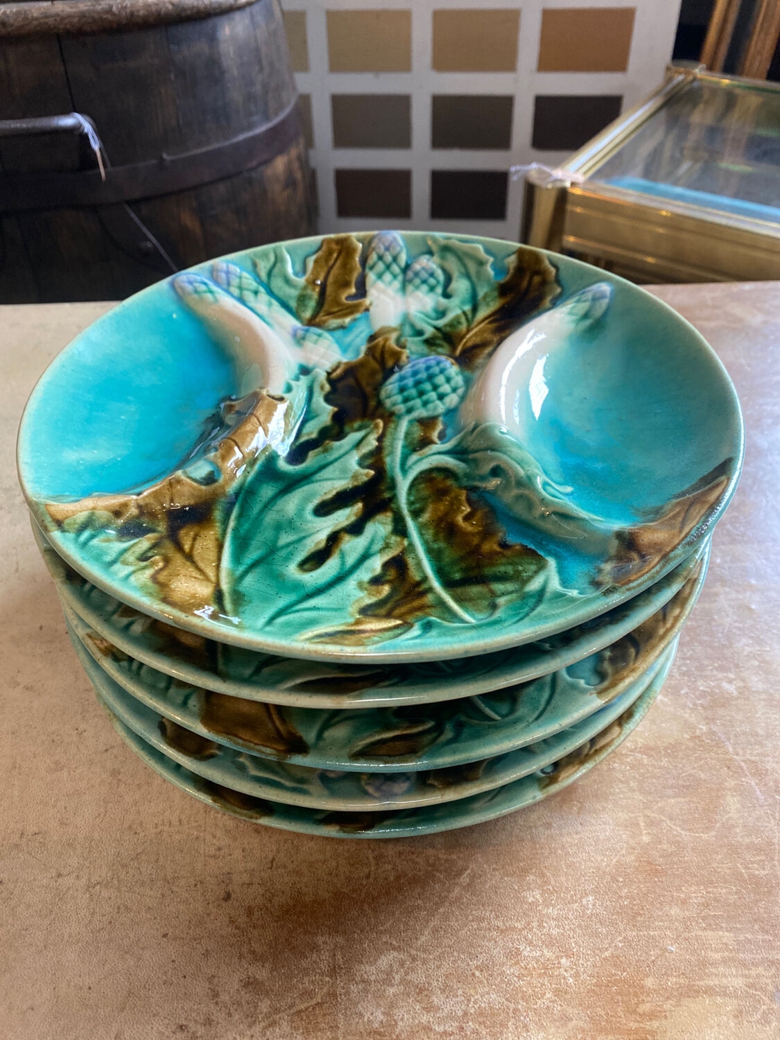 5 asparagus plates in slip