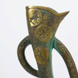 Brutalist Bronze Vase with the Twelve Signs of the Zodiac