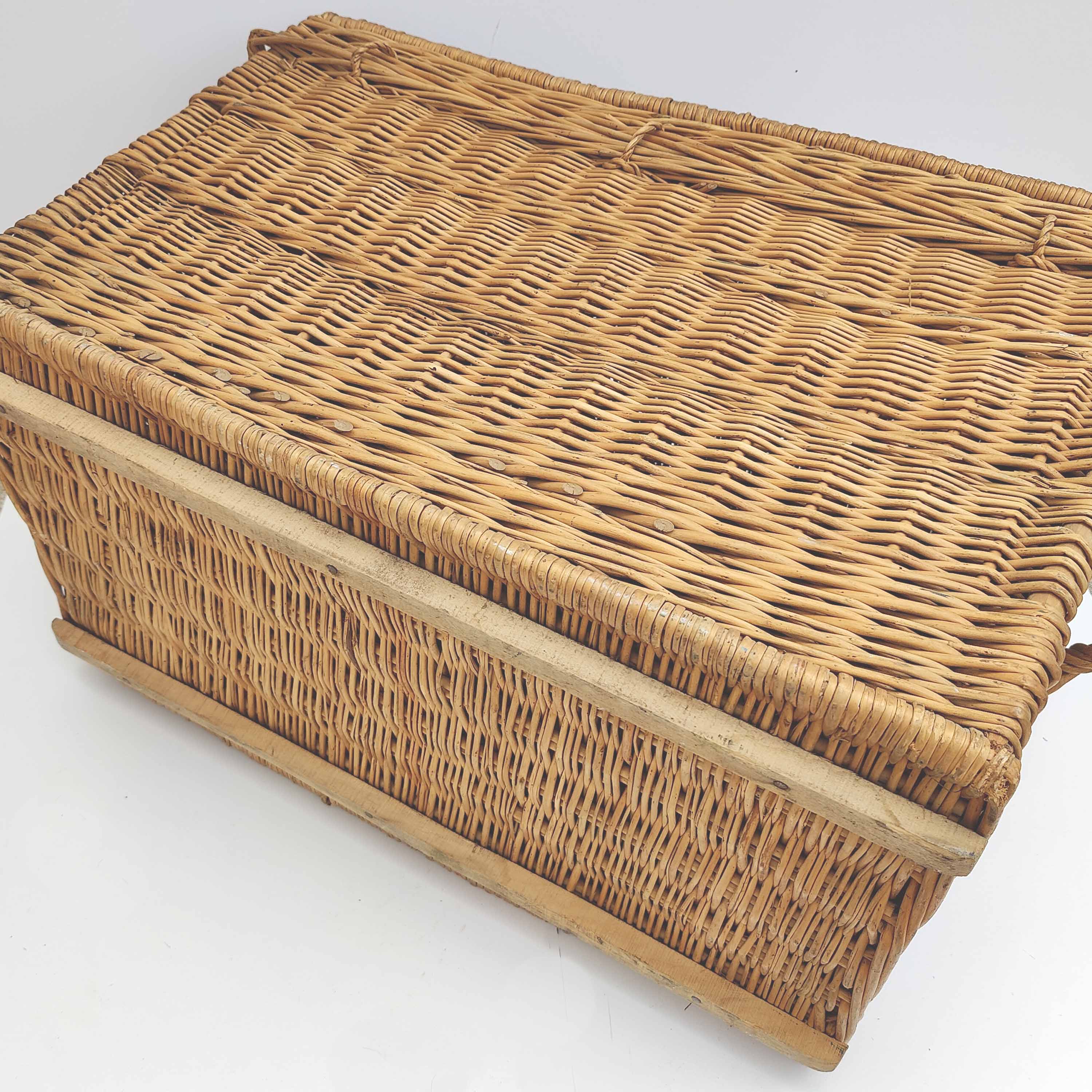 Vintage braided wicker trunk
