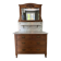 Commode de toilette ancienne, marbre blanc et miroir biseauté