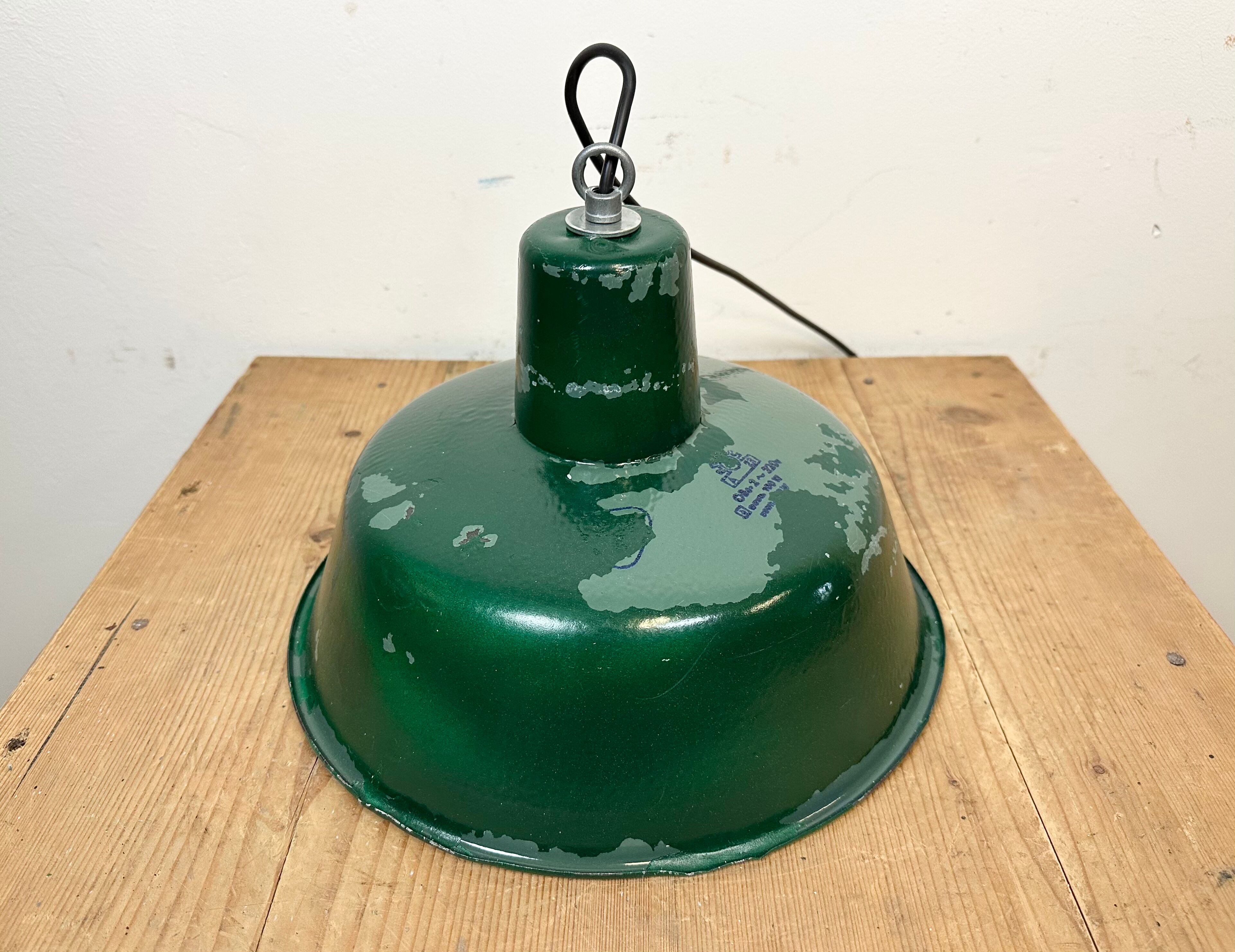 Green Industrial Factory Pendant Lamp, 1960s