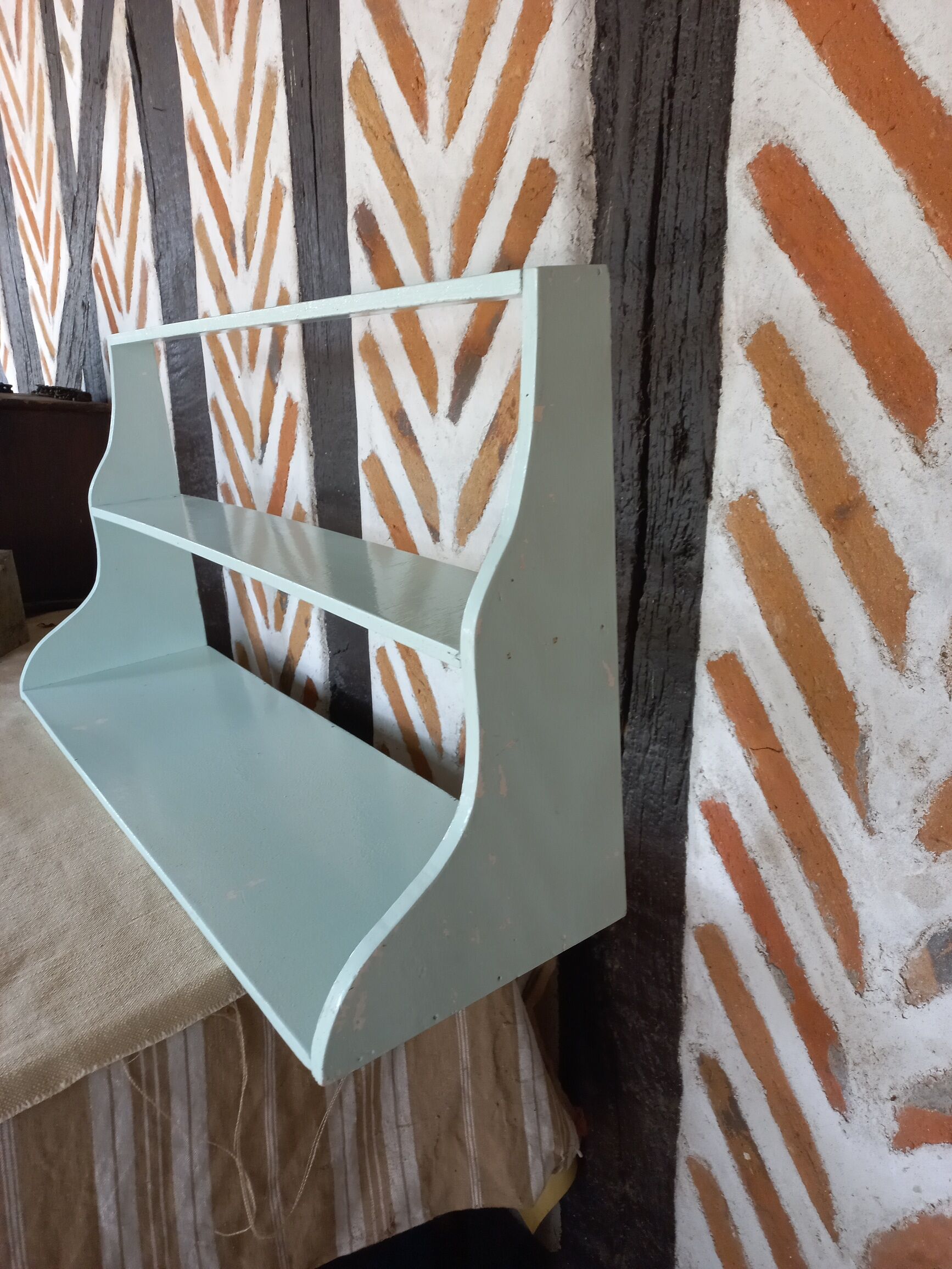 Vintage green wood shelf