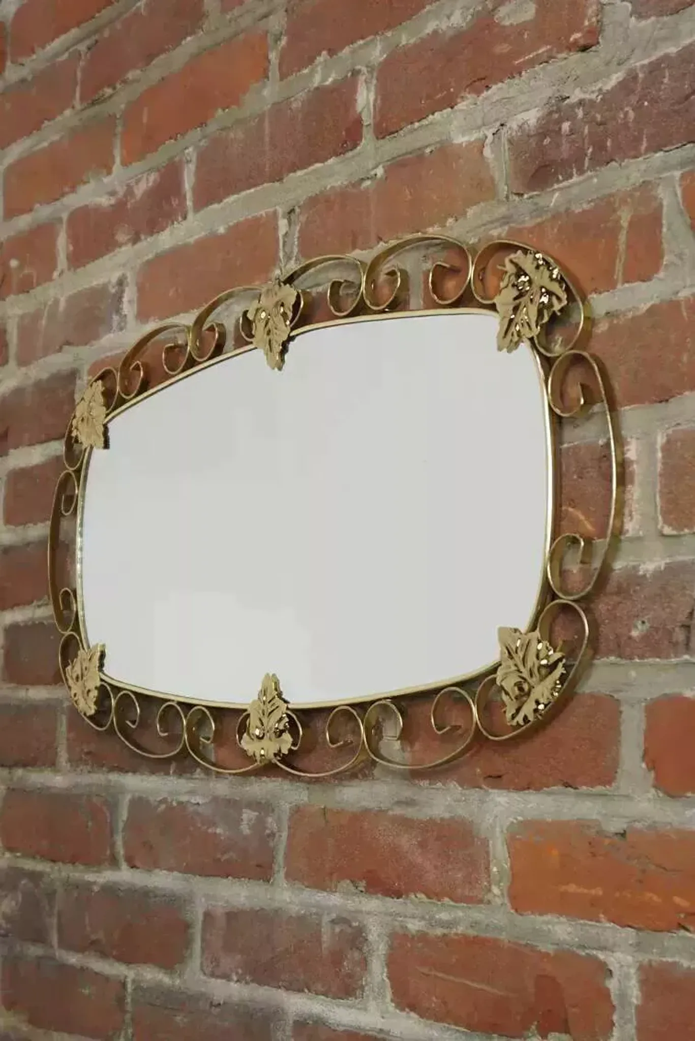 1950s oval brass mirror - 38x69cm
