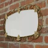 Miroir ovale années 50 en laiton - 38x69cm