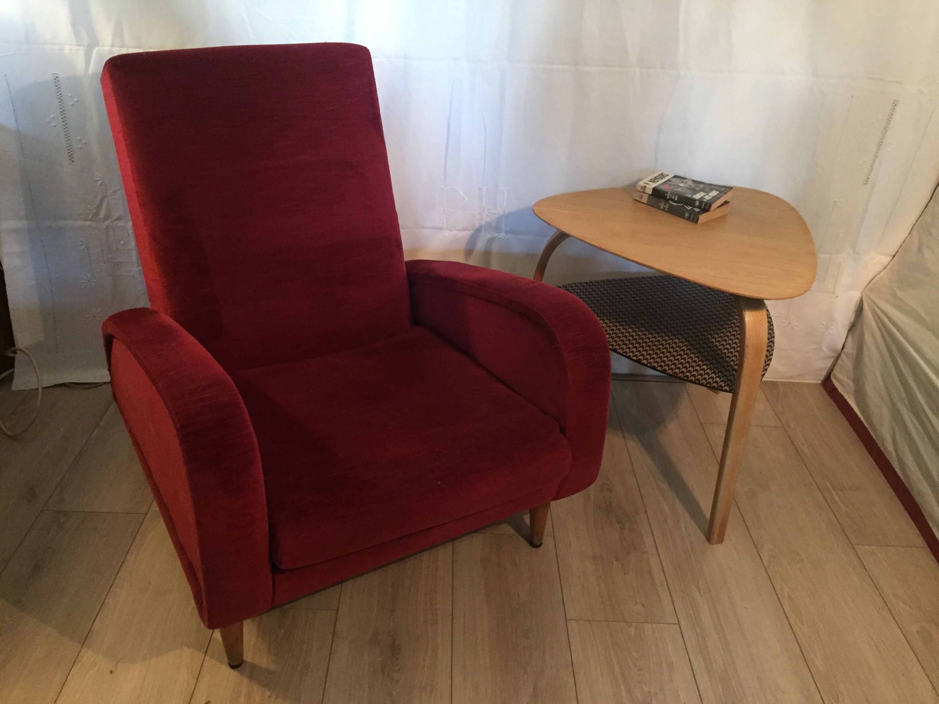 Bow wood coffee table by designer Hugues Steiner