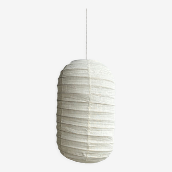 suspension in rattan and Japanese natural linen in the shape of a lantern H50 D30