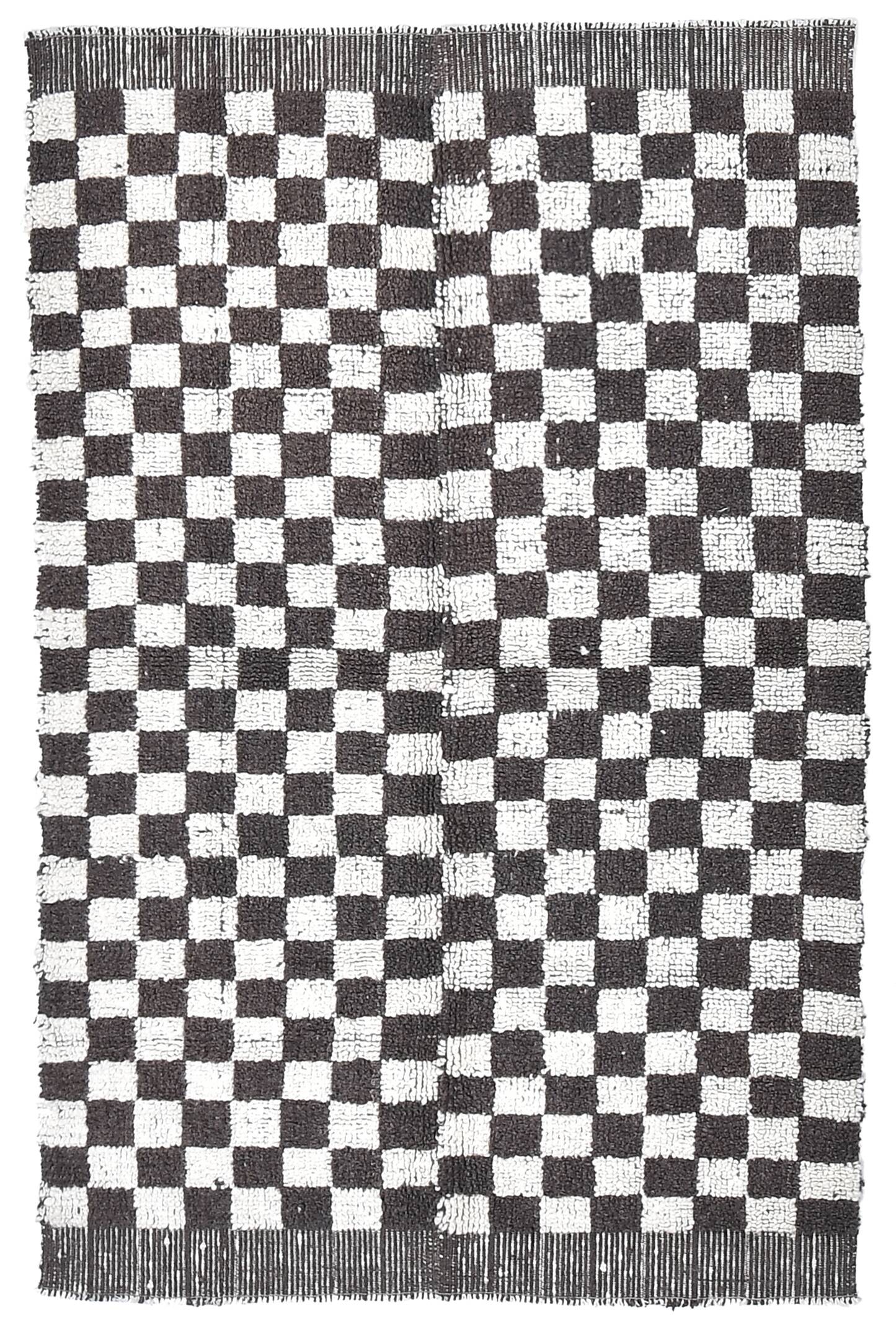 4x7 Checkered Handmade Wool Rug 137x214Cm SK 241436