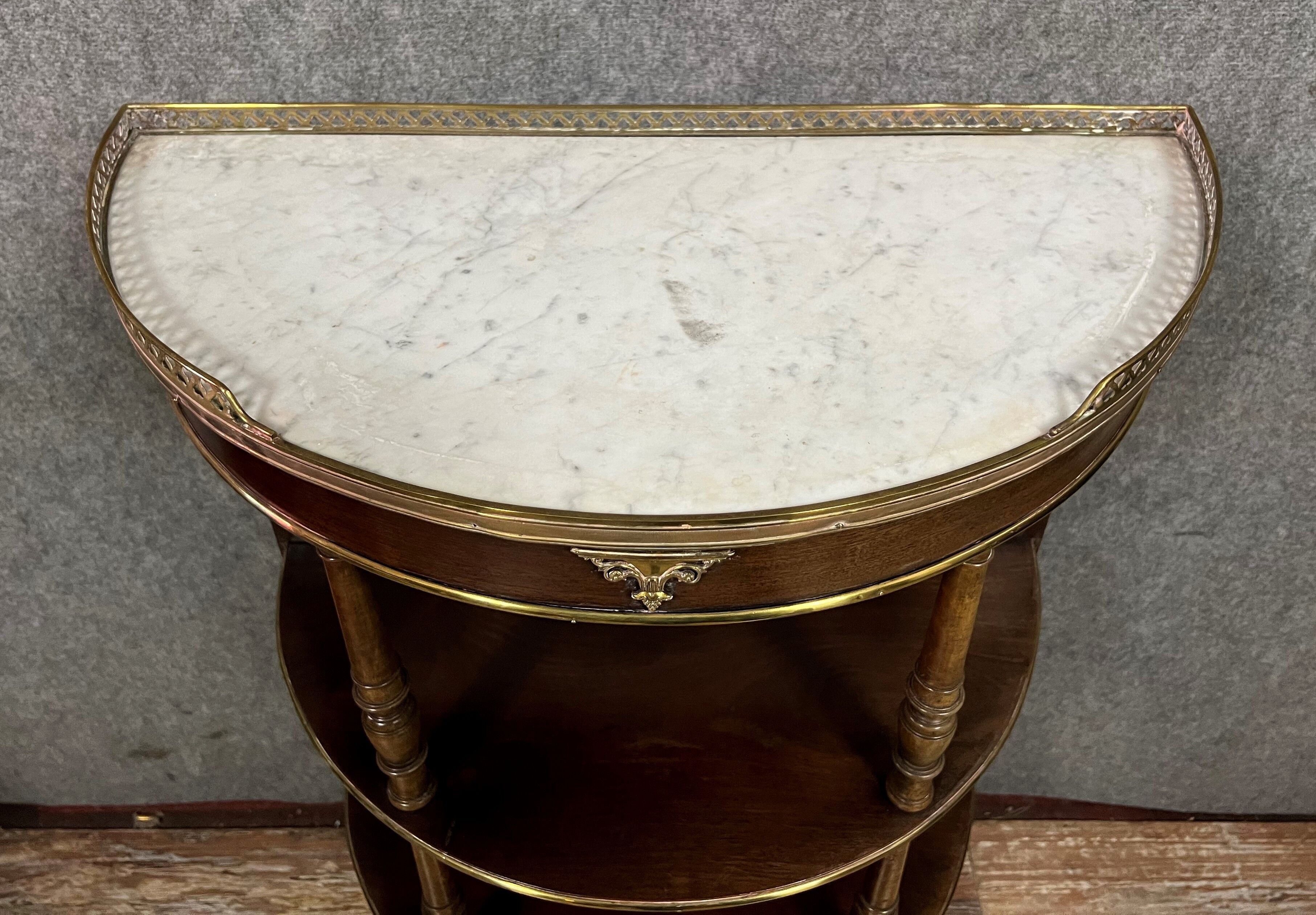 Parisian shelf Louis XVI style half-moon mahogany shape
