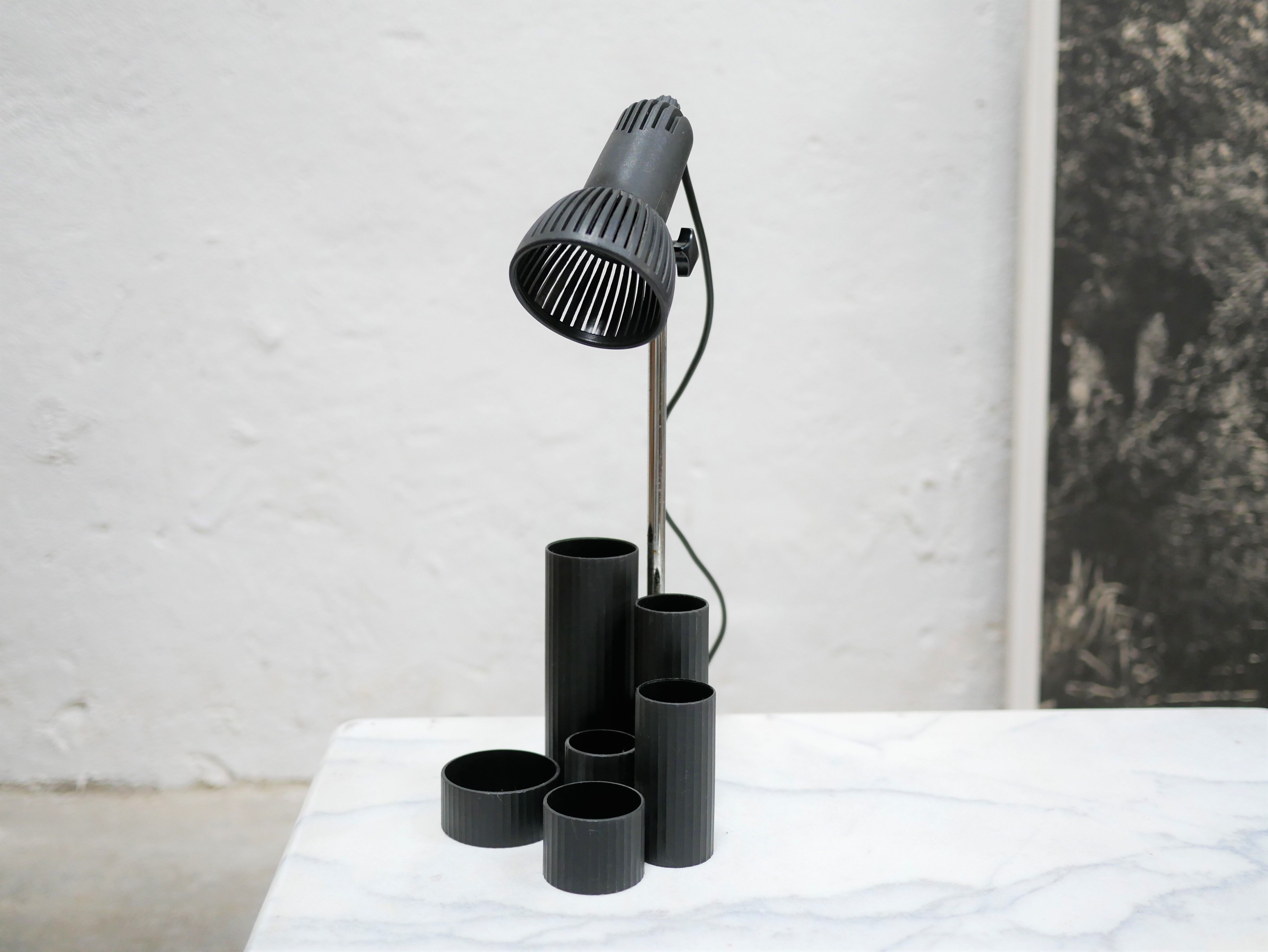 Vintage black desk lamp with pencil holder