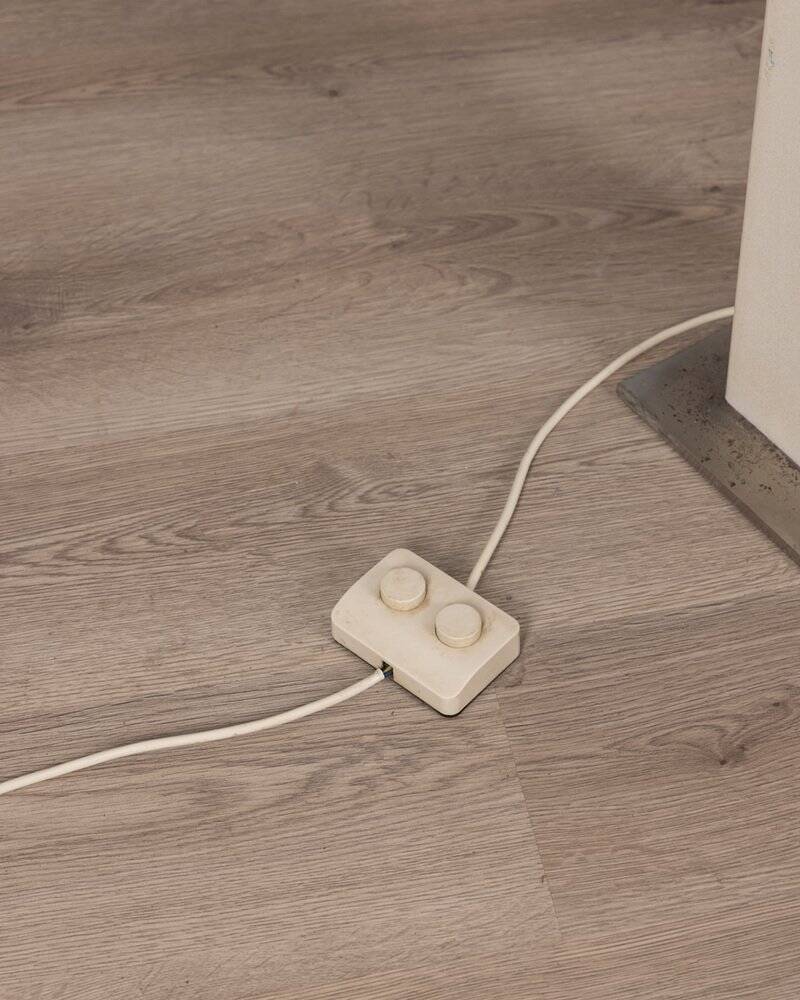 Vintage ground lamp in white iron and metal, Italy, 70s