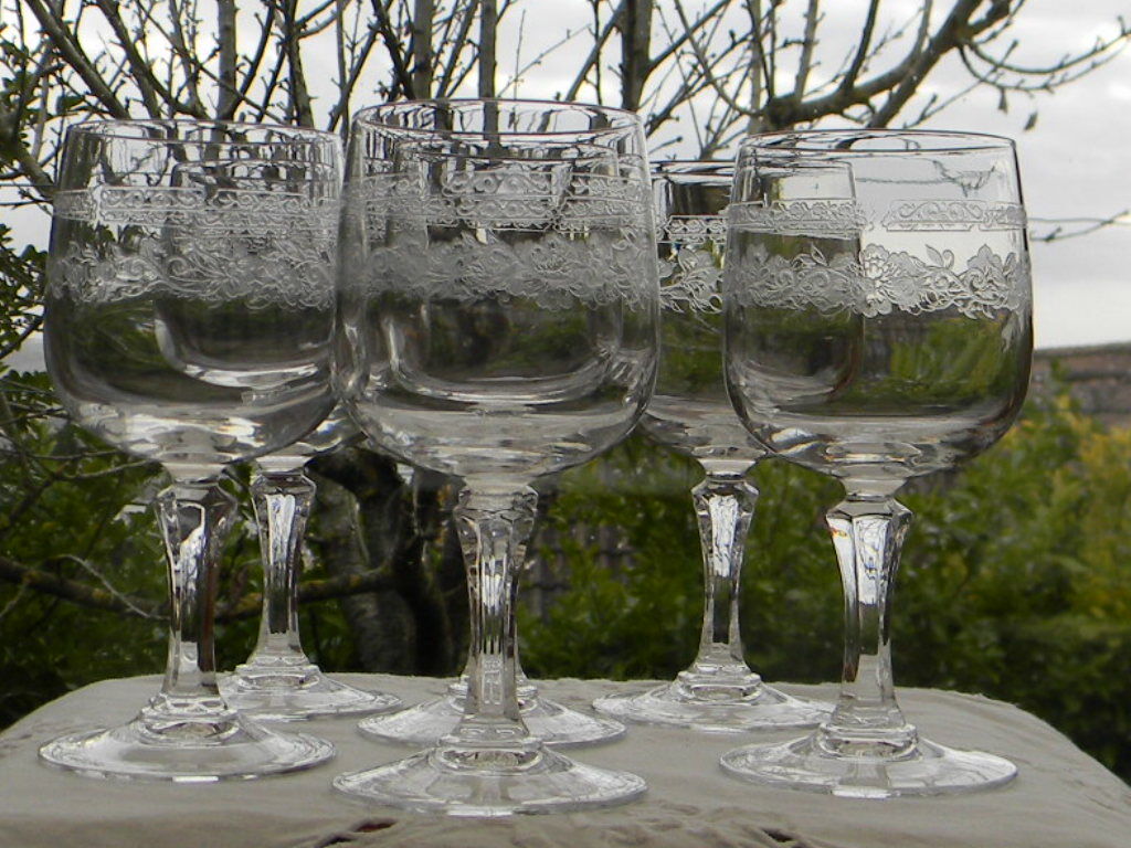 Lot de 6 verres à vin rouge cristal d'arques modèle Matignon