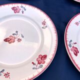 Plates Digoin Sarreguemines fleuries 19th century series Margaret pink flowers