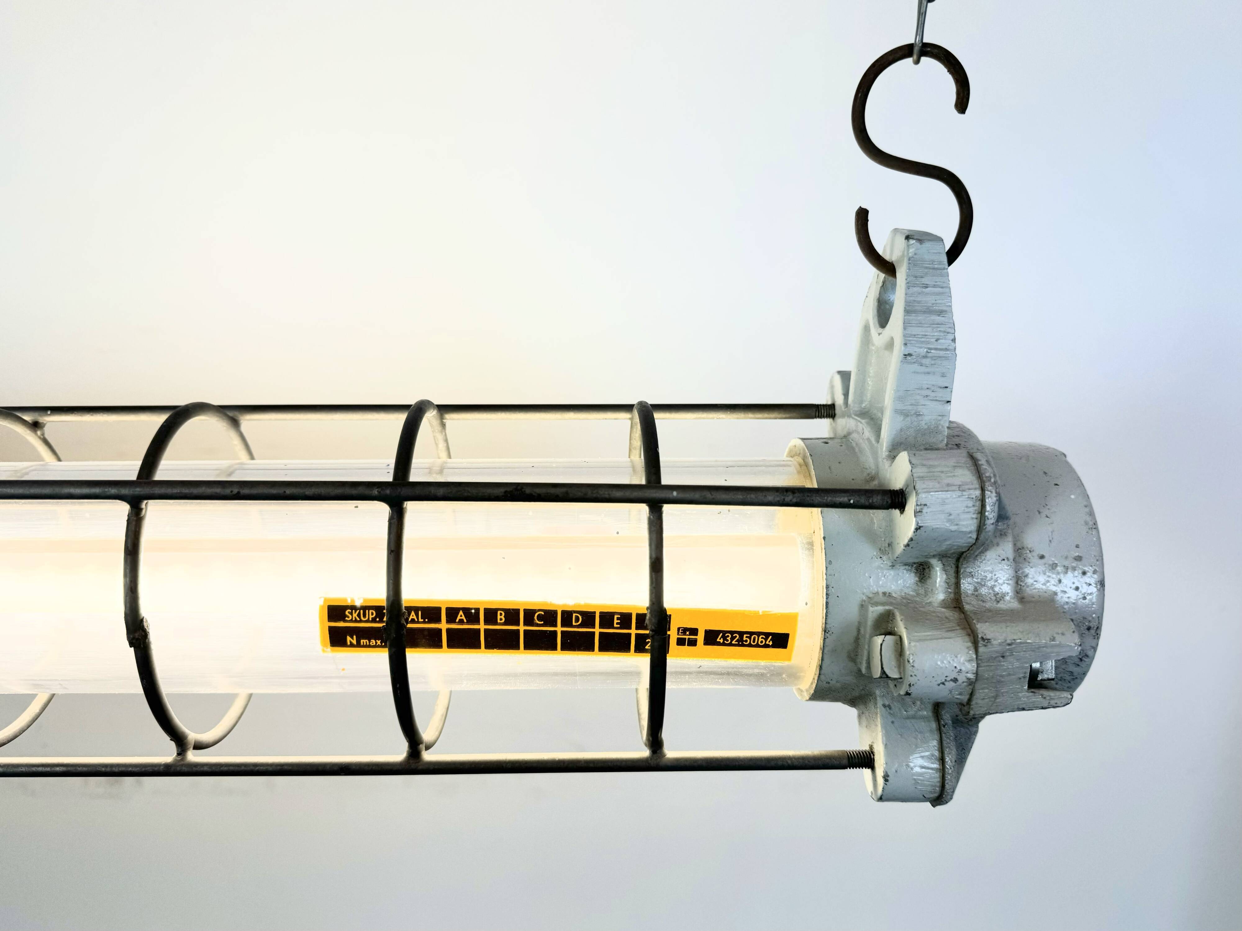 Grey Industrial Hanging Tube Light from Elektrosvit, 1980s