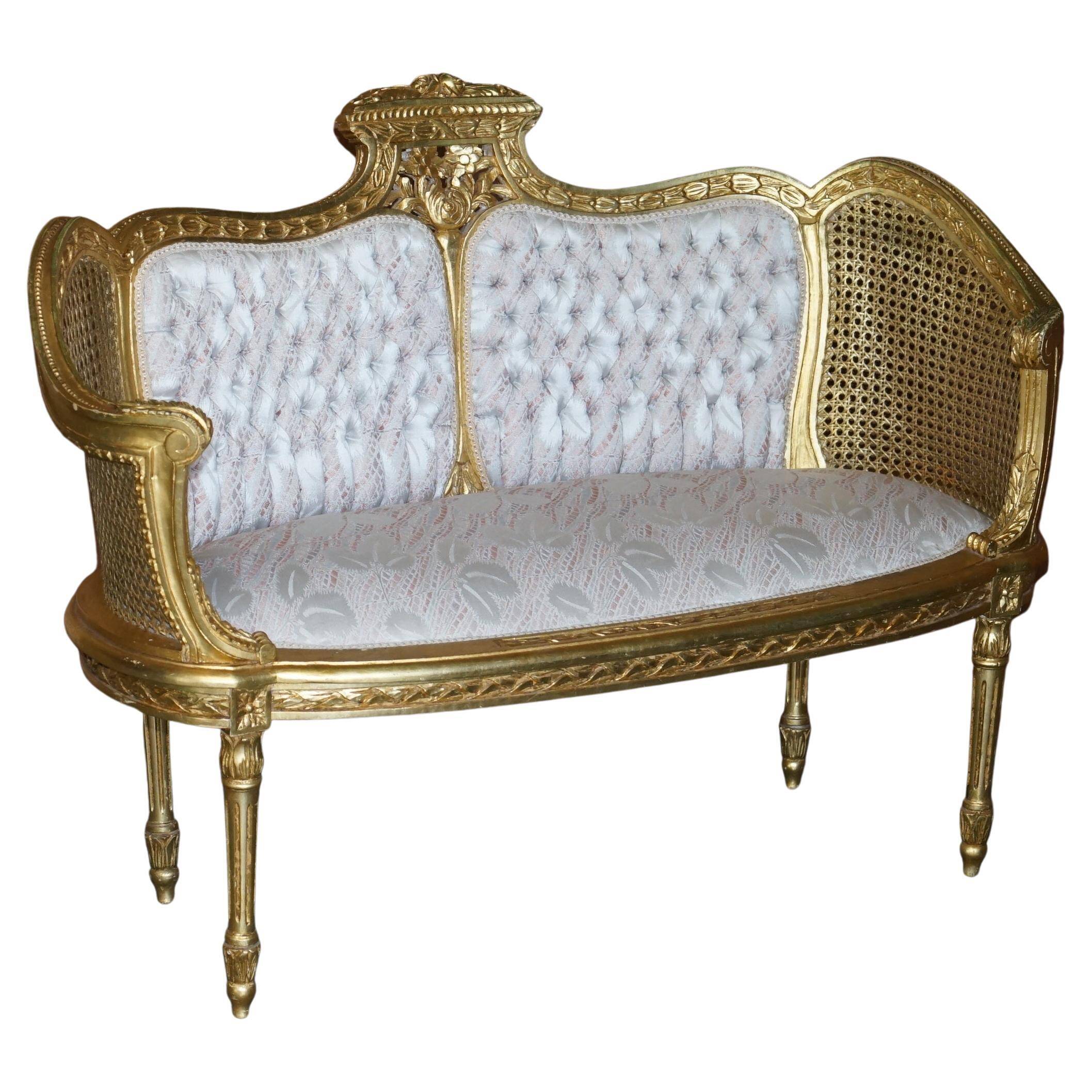 Louis XVI Napoléon III Bergère Canapé in gilded wood