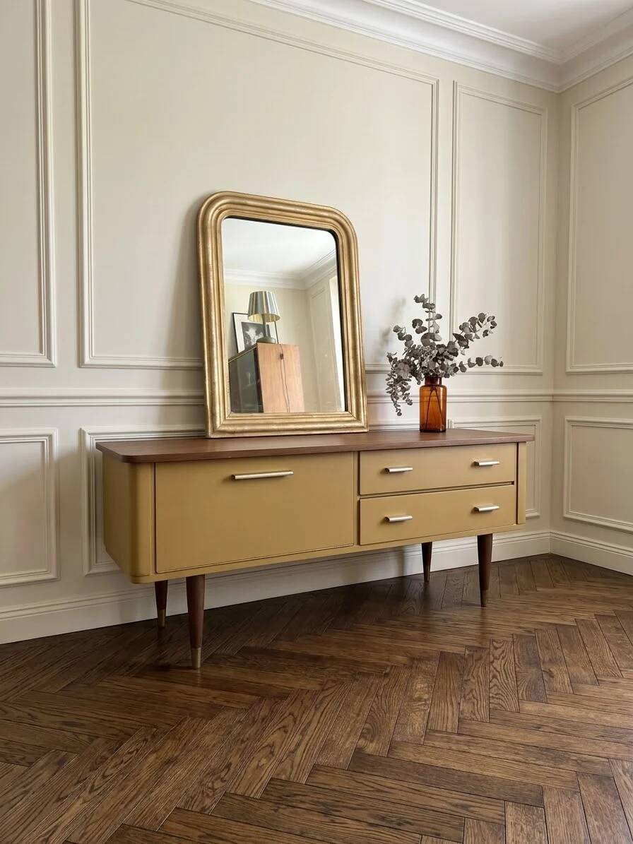 Enfilade vintage meuble bas tv pieds compas