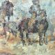 Impressionist Oil Painting of Horses