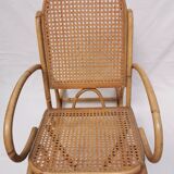 Vintage rocking chair child in rattan, canework