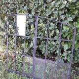 Industrial arched metal window L128xH114 19th century glass roof 2 leaves