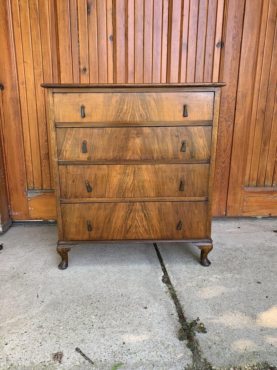 Antique walnut bedroom chest of drawers