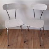 Chair in white marbled formica 70s