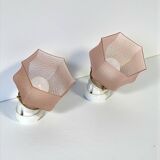 Paire d’appliques porcelaine et tulipes verre rose art-déco