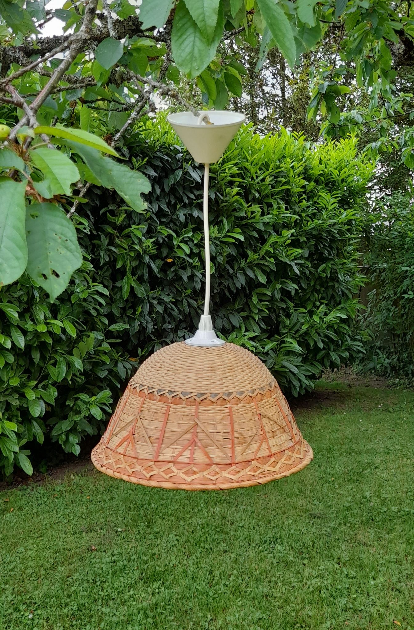 Suspension bell in rattan 3 colors, bohemian spirit seventies6