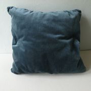 Pair of old cushions, in duck blue velvet, pleated effect