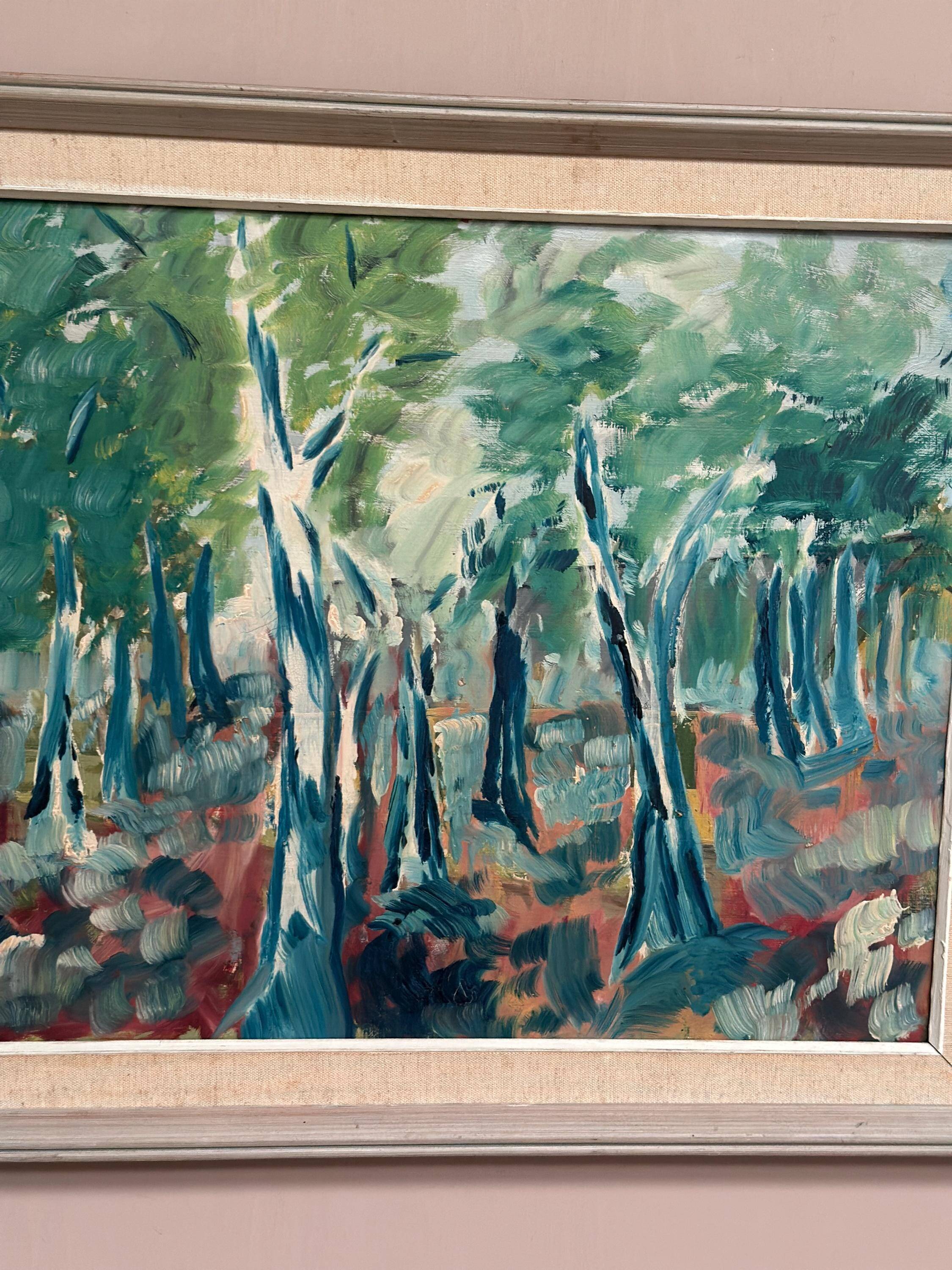 Original Swedish Oil on Panel – “Abstract Forest” – Signed – Vintage