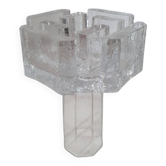 Bougeoir ou chauffe plat en verre irrégulier effet glace