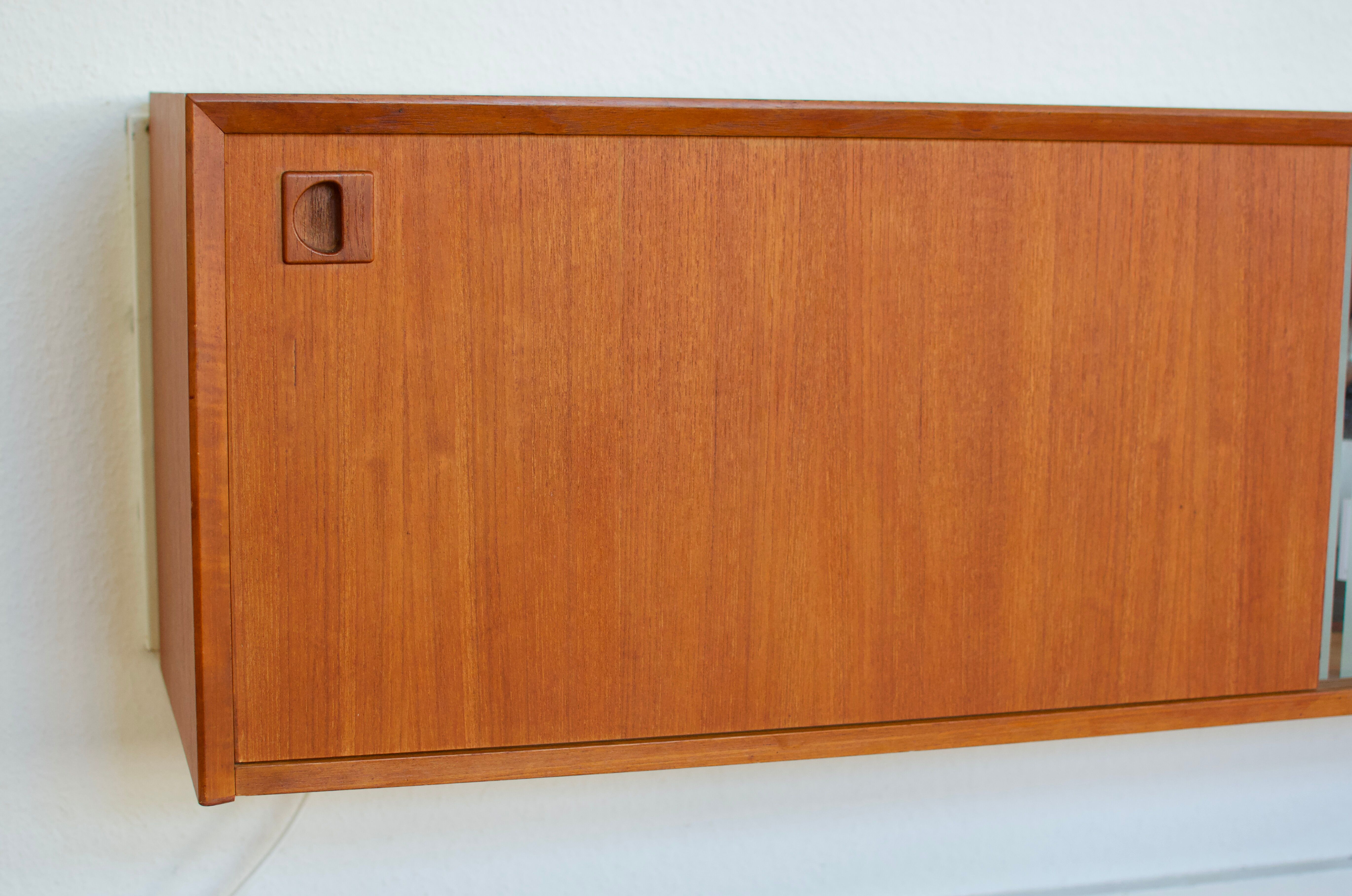 Danish MidCentury Teak Wall Mounted Sideboard, 1960s.