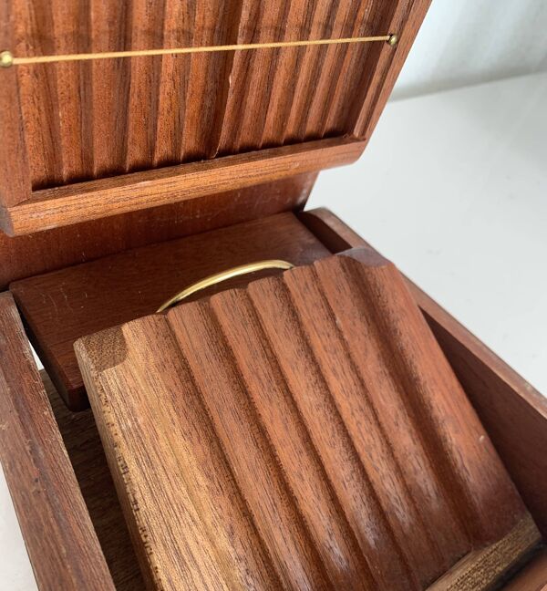 Distributeur cigares cigarettes vintage 1960 bois doré - 20 x 19 cm