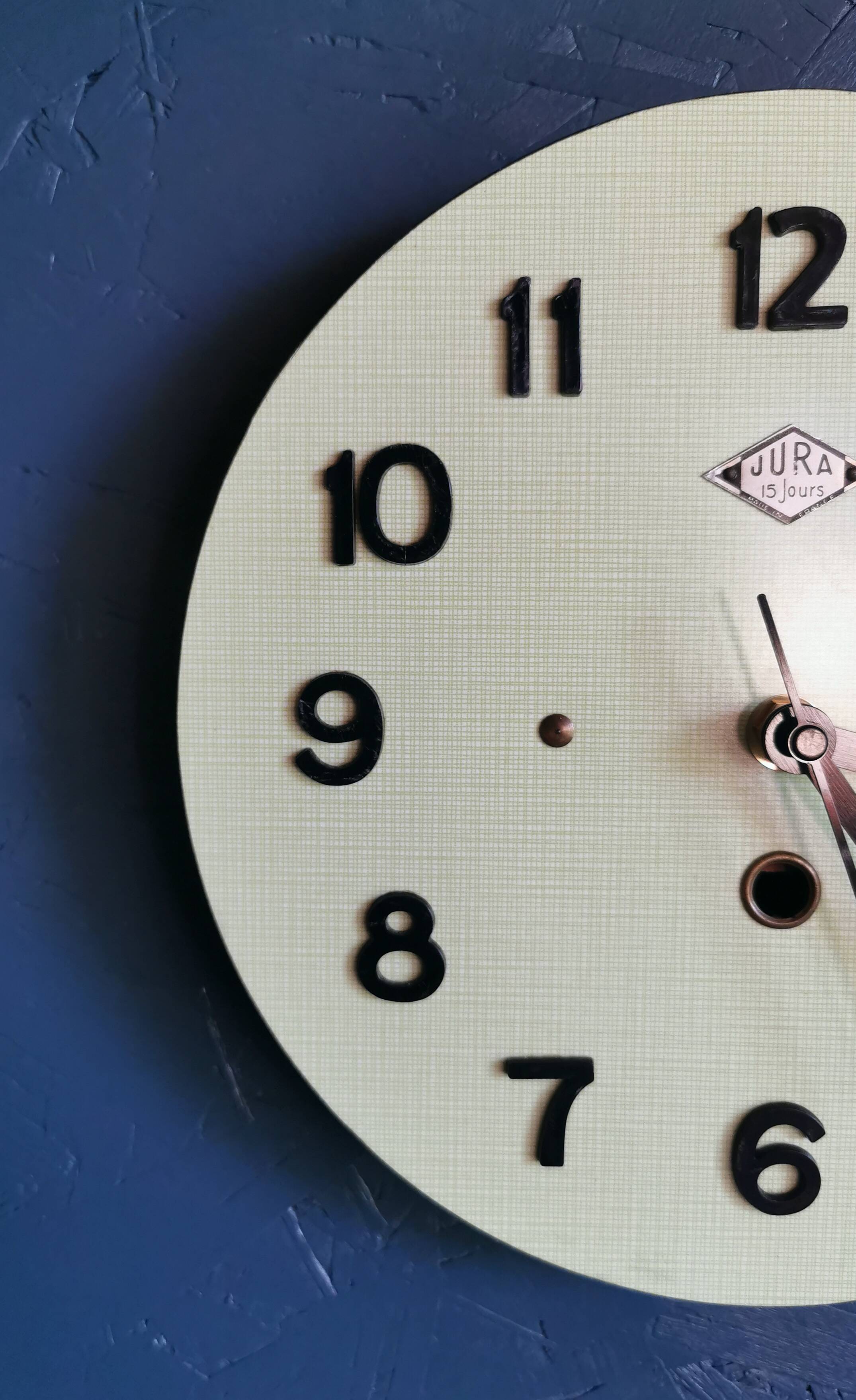 Vintage formica clock round silent wall clock "Green Jura"