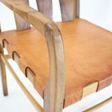 2001 set of walnut and leather dining chairs, set of 6