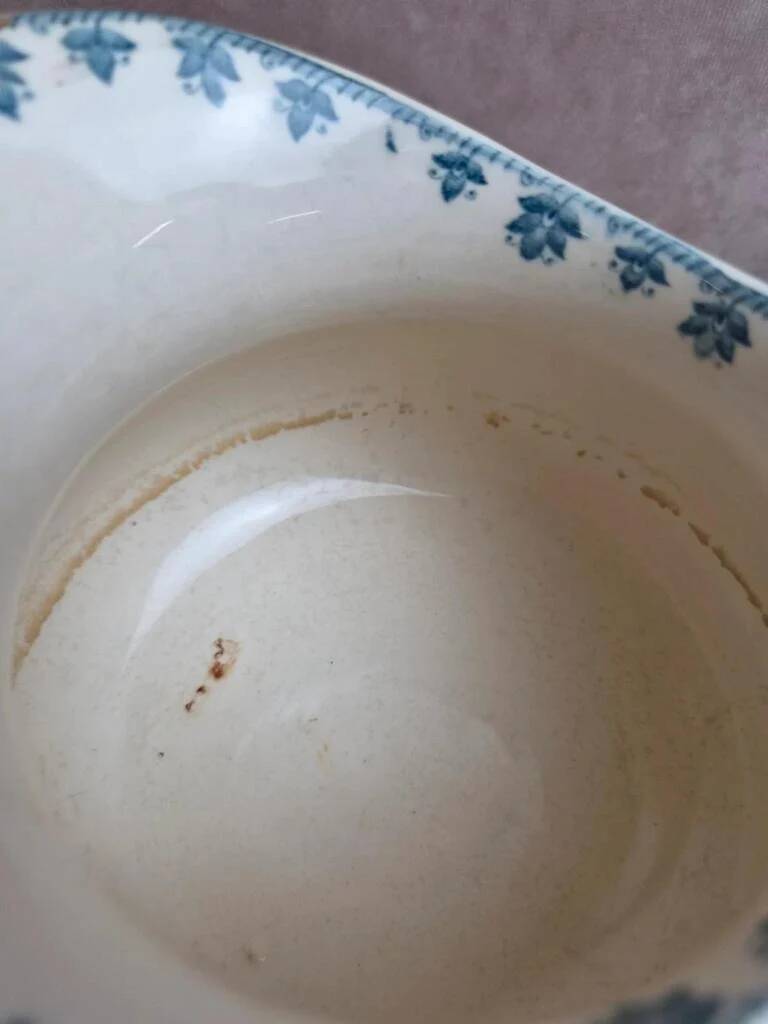Small chubby jug Sarreguemines Burgos – old blue and white earthenware